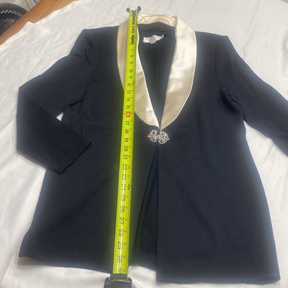 ST. JOHN EVENING blazer JACKET black 10 button off collar NWOT classic knot - Picture 8 of 13
